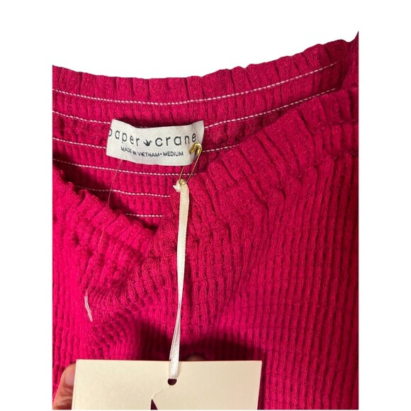 NWT! Paper Crane Spaghetti Strap Smocked Bust Tiered pink med boho - Picture 5 of 9